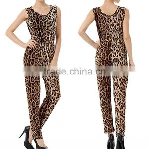 Adult Fashion Clothing Wholesale Women Sleeveless Leopard Prints Casual One Piece Custom Made Summer Jumpsuits Pants 2017 thumbnail-1