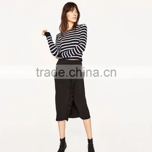 High-waisted Pencil Skirt With Ruffles Details Women Sexy Pencil Skirt Custom Wholesale Online Shopping thumbnail-4