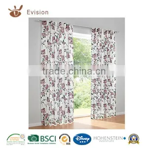 Oeko Text Certificate Curtains,BSCI Factory,linen Look Curtain,rose Design thumbnail-1