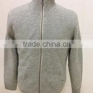 Mens Zipper Cardigan Lambswool Sweater Coat With Lining thumbnail-2