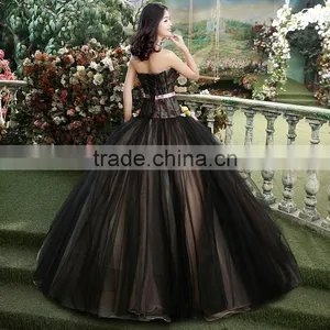 MGOO High End Black Puff Ball Prom Dress Beautiful Black Maxi Dress With Colorful Flowers Vestidos YDYS15B0018 thumbnail-3