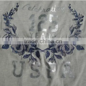 Hot Sale 100%cotton Embroidered Short Sleeves Ladies T-shirt thumbnail-3