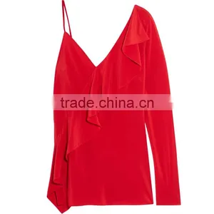 2017 Unique Design Ruffle Blouse Lady Newest Fashion Top thumbnail-6