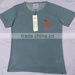 2018 Blue Men's Single Chest Pokcet Double Collar T Shirts thumbnail-1