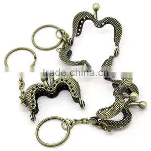 Metal Frame Kiss Clasp For Purse Bag Antique Bronze W/Key Rings 4.6x3.9cm(Open:6.8x4.6cm),3Pc,Hottest thumbnail-1