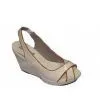 PU Upper Material Ladies Beige Peep Toe Wedge Sandals With 10.5cm Heels thumbnail-1