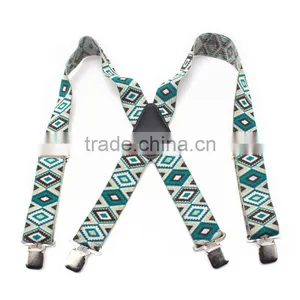 2017 Jacquard Checkered Weave Men Suspenders - Wide Clip Brace thumbnail-3