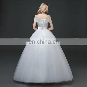 HS1630 2017 White Sheath Ruffle Long Puffy Prom Ball Gown Wedding Dresses Patterns thumbnail-3