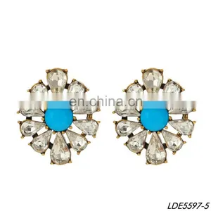 Daisy Crystals Stud Earrings Antique Gold Post Earrrings thumbnail-1