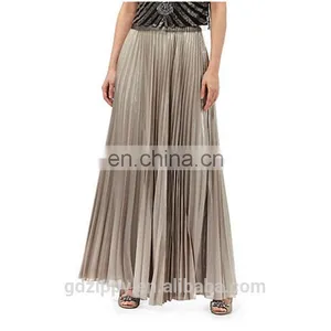 Wholesale Gold Pleated Woman Long Maxi Skirt thumbnail-2