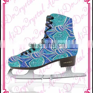 Aidocrystal 2016 Glitter Blue Ice Skating Shoes,crystal Figure Skate Sport Shoes for Girls thumbnail-1