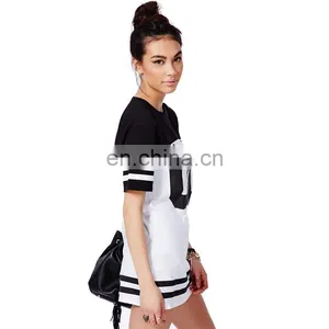Factory Wholesale OEM Service Monochrome Baseball Loose Long T-Shirt Dress thumbnail-4