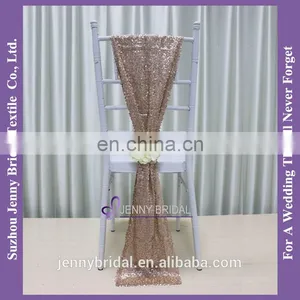 C385#20 Matte Champagne Sequin Fabric Wedding Chair Sashes Sequin Chair Cover Chair Sashes thumbnail-1