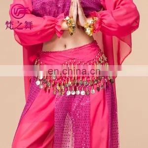 Cheap Chiffon 128 Coins Belly Dance Hip Scarf Belt With Gold Coins Y-2012# thumbnail-4