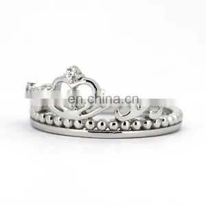 China Engagement Ring Diamond Silver Princess Crown Ring For Wedding thumbnail-2