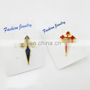 Gold Plated Red and Royal Blue Saint James Crusader Cross Brooches Lapel Pin thumbnail-2