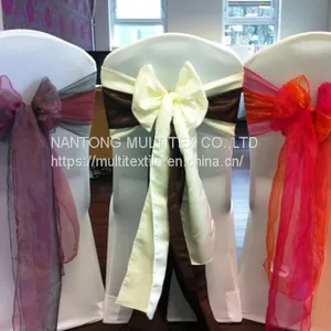 Spandex Wedding Chair Cover, Satin and Organza Chair Sash for Banquet thumbnail-1