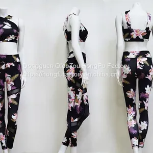 Custom Design Sublimation Printed Yoga Set Fashion Women Ladies Fitness Sport Gym Wear Bra And Pants Leggings Sets thumbnail-2