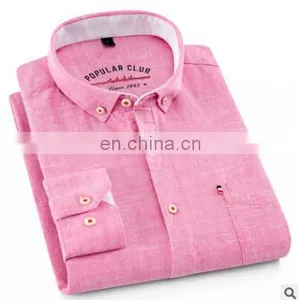 Wholesale Mens Long Sleeve Plus Size Heather Colors Linen Casual Shirts thumbnail-5