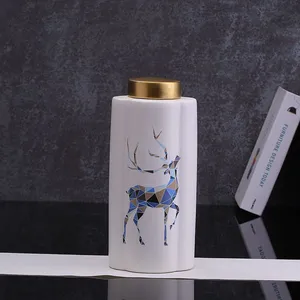 Petal Deer Animol Nordic Matte White Creative Ceramic Vase For Home Decoration Art thumbnail-4