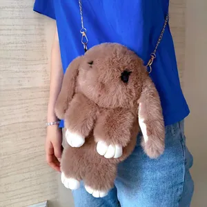 013Autumn and Winter Plush Rabbit Bag Children's Shoulder Bag Artificial Fur Cute Animal Bag Soft and Warm Rabbit Bag thumbnail-1