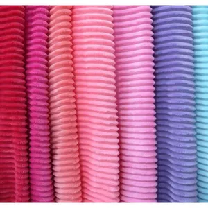 100% Polyester Plush Fabric Wide Wale Corduroy Flannel Fleece Fabric thumbnail-1