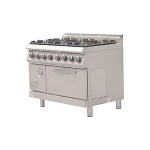 6-Burner Gas Cooker With Electric Oven & Cabinet - 37.8kW Fan Power, 1050x700x850mm thumbnail-1