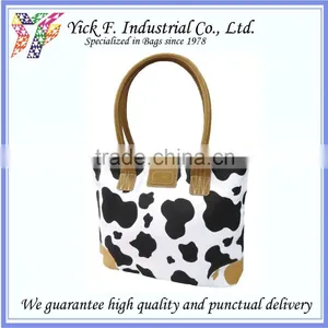 Fashionable Black & White Cow Printed Pattern Canvas Women LadiesTote Bag thumbnail-1