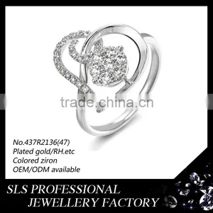 2015 Latest Design Gemstone 925 Silver White Zircon White Gold Finger Rings for Gilrs thumbnail-1