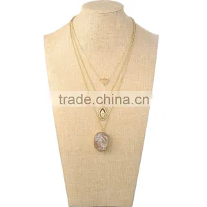Fancy Three Layered Gem Stone Gold Necklace Designs in 10 Grams thumbnail-2