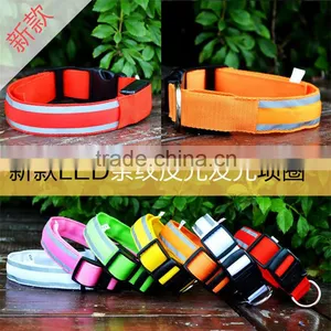 Puppy Pets Dogs Striped Mesh LED Night Flashlight Collar S-XL thumbnail-1