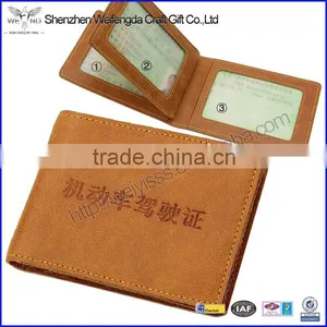 Factory Hot Sell Fashion Cow Hide Leather Driving License Wallet thumbnail-1