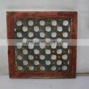Chinese Antique Colorful Square Carved Screen thumbnail-1