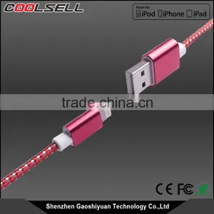 Original High Quality Mfi Custom Logo Colorful Nylon Braide USB Data Cable for Iphone 5 Mfi Charger Cable Mfi Certified thumbnail-2