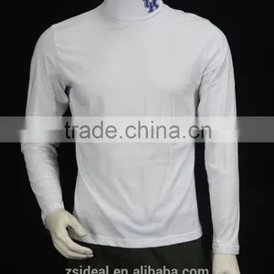 High Collar Combed Cotton 240gsm Customer Logo Man Long Sleeve T-shirt thumbnail-1
