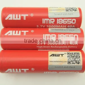 High Drain AWT 18650 3000mah 40a Battery 18650 Rechargeable Battery for x Arab You Tube Awt Battery thumbnail-1