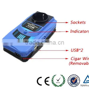 New Design 175W 12v 230v Inverter for Car With Removable Cigarette Wire thumbnail-5