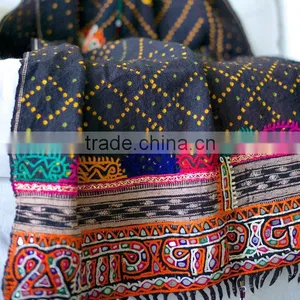 Antique Rabari Scarve Vintage Rabari Shawl Gypsy Kutch Rabari Blanket Indian Embroidered Tapestry Wall Hanging thumbnail-2