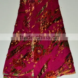 Wine Color Hand Cut High Quality Fashion Trending Nigerian Style Velvet Lace Fabrics thumbnail-1