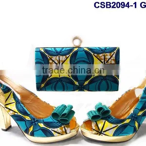 CSB2094 Lovely Elegant Newest Design Pink/green Shoes& Bags for Woman Sandals With High Heels Matsh Bags Wedding /party Shoe thumbnail-1