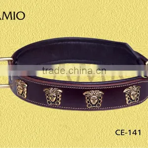 CE 141 Leather Dog Collar Padded With Ormanents thumbnail-1