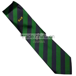 Club Strip Tie in Green & Black With Logo thumbnail-1
