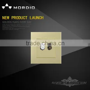 Golden Color Wall Switch Satellite and tv Socket thumbnail-1
