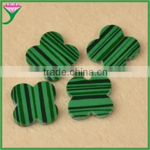 Good Quality Cheap Price Rough Four Leaf Clover Flower Cut Loose Green Malachite Gemstone for Jewelry Marking thumbnail-1