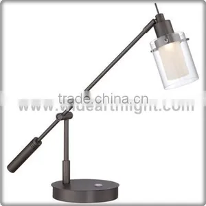 UL Listed Painted Brown Adjustable Desk Light With Glass Shade And Base Switch T80462 thumbnail-1