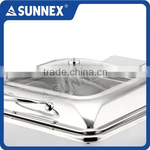 SUNNEX Professional Mirror Finish Hydraulic Hinge 5.5 Litre Glass Lid Chafer thumbnail-5