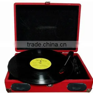 Portable Suitcase Turntable Player With Speaker & Rechargeable Battery thumbnail-1
