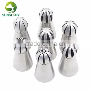 7PCS Cupcake Stainless Steel Russian Ball Nozzles Flower Fondant Icing Piping Tips Cream Torch Pastry Tube Cake Decorating Tools thumbnail-1