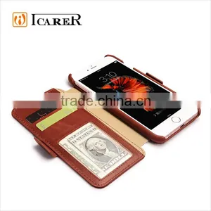 ICARER Genuine Leather Vintage Wallet Case With Three Credit Cards Slot For IPhone6/6s thumbnail-6