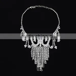 Fahion Wedding Series Woman Bulk Necklace Silver Plated Diamond Bridal Jewelry Set Supplier's Choice thumbnail-3